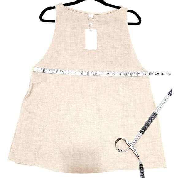 Musera Beige Sleeveless Tank Top With Side Slits Size Small - Picture 9 of 9